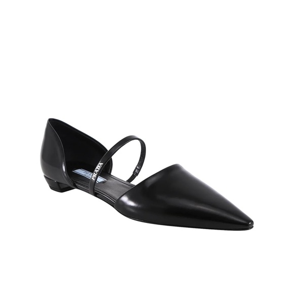 PRADA Logo Strap Pointed toe Ballerina Flats, size 36 - Picture 2 of 9